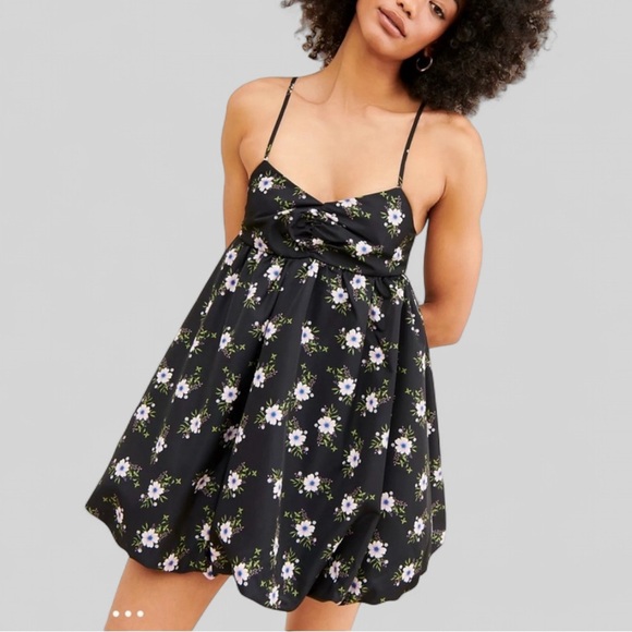 Free People-Babydoll Dress-black floral-Small-In a Bubble Style-NWT-retail $128 - Picture 10 of 11